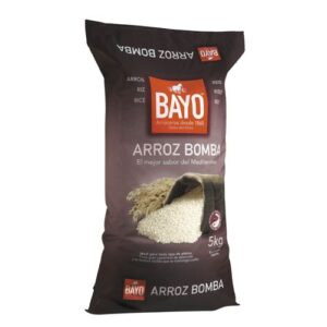 Arroz bomba extra bayo paella rijst in een bruine zak met rood logo_in Nederland te koop bij Alegre Import