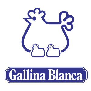 logo gallina blanca, kip met kuipens in blauw-wit_Alegre Import