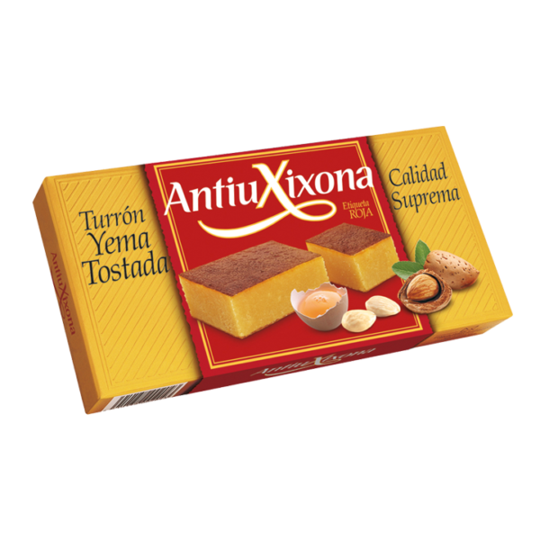 Turrón Yema Tostada ANTIU XIXONA etiqueta roja | Spaanse turron met gebrand eigeel