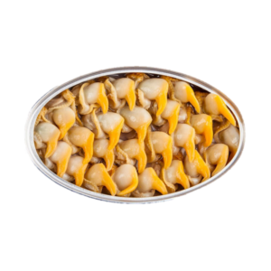 Geopend blikje berberechos, Spaanse kokkels. In Nederland te koop bij Alegre Import