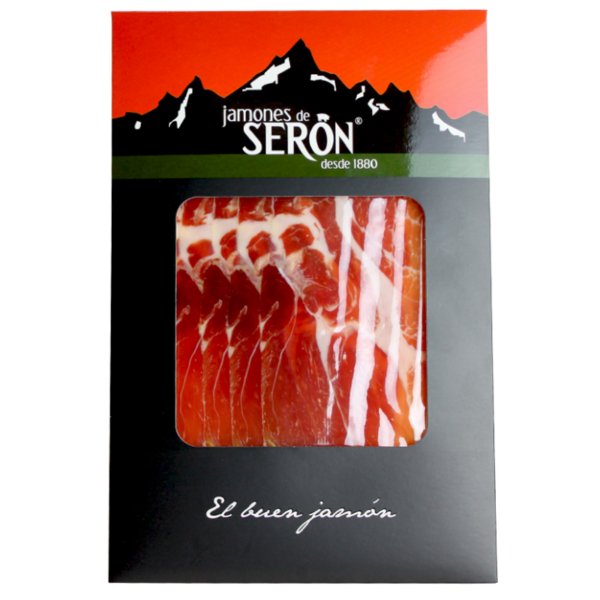 Jamón Serrano Duroc Gran Reserva de luxe is een Spaanse ham luxe verpakt per 80 gram uit Seron_in Nederland te koop bij Alegre Import