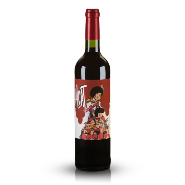 Jonge rode wijn Alçat negre met logo van de Castellers_in Nederland te koop bij Alegre Import