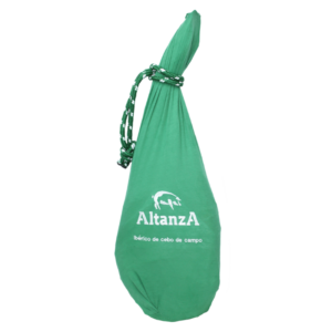 Groene hoes voor Jamón de Campo Altanza Jabugo met groen label_Alegre Import