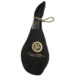 Zwarte hoes met gouden geborduurde tekst Paleta de Bellota Cinco Jotas_Alegre Import.nl
