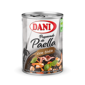 Paella mix met zeevruchten in blik met inkt