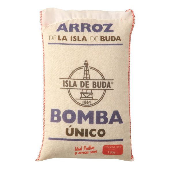 Arroz bomba Spaanse paellarijst in jute zak van 1 kilo _ Illa de Buda